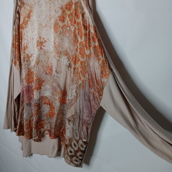 Guido Lombardi Top XXL Drop Sleeve Neutrals Drop Sleeve Relaxed Silk Blend Blous - Picture 4 of 8